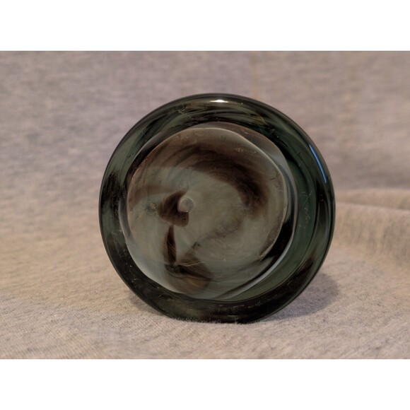 Vintage 1970s Hand Blown Swirl Ribbon Glass Vase Brown White 6.5" t x 2.5" dia - Picture 9 of 9